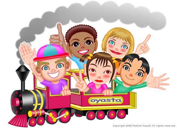 Parent and child of Hawaii going abroad to study.　Train of children in the world